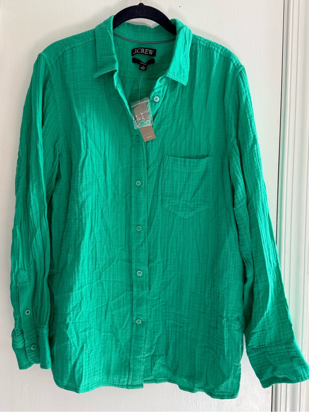 J.Crew 100% Cotton Classic Button-Up Shirt in Vibrant Green Size 10